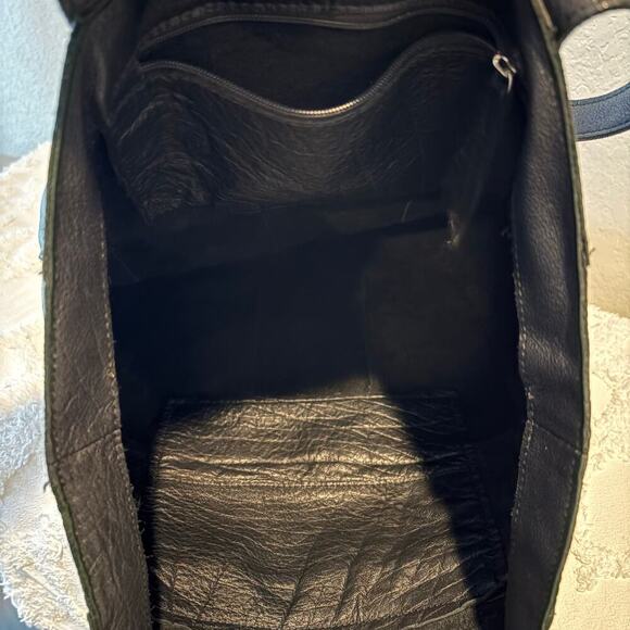 DAY & MOOD ANTHROPOLOGY Tote Leather Blk Oversized Witchy Slouchy Goth Grunge - Picture 7 of 10